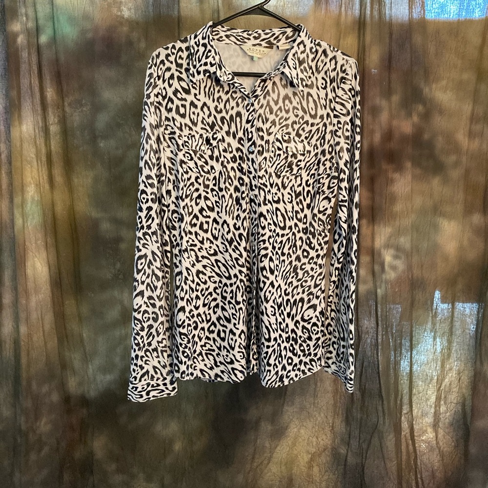 Black and White Cheetah Print Button Down